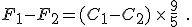 F_1-F_2 = (C_1-C_2)\,\times\,\frac{9}{5} \quad. 