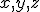 {x, y, z}