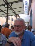 Pete at supper in Via Roma, Pisa