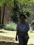Elizabeth under the trees at Fattoria S.Donato