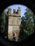 rome2001_kng ninfa church tower and jeff